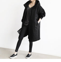 Women Windbreaker Jacket Casual Loose Button Pockets Hooded Quick Dry Windproof Waterproof Clothes For Outdoor Hiking Camping