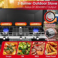3-Burner Propane Camping Stove