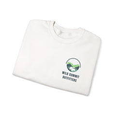 Wild Summit Outfitters Crewneck Sweatshirt — Mountain Landscape Logo Pullover