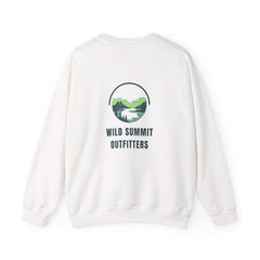 Wild Summit Outfitters Crewneck Sweatshirt — Mountain Landscape Logo Pullover