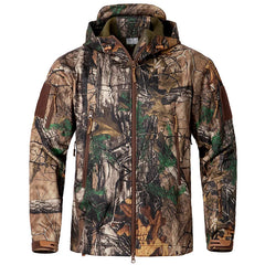 Men’s Camouflage Tactical Softshell Jacket – Waterproof Fleece Hooded Coat for Hunting, Hiking & Outdoor Adventures
