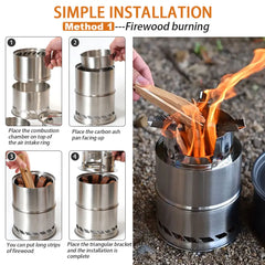 Portable Stainless Steel Wood Camping Stove