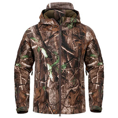 Men’s Camouflage Tactical Softshell Jacket – Waterproof Fleece Hooded Coat for Hunting, Hiking & Outdoor Adventures